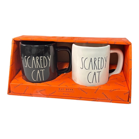 Rae Dunn "SCAREDY CAT" Coffee Mug Set - Picture 1 of 1